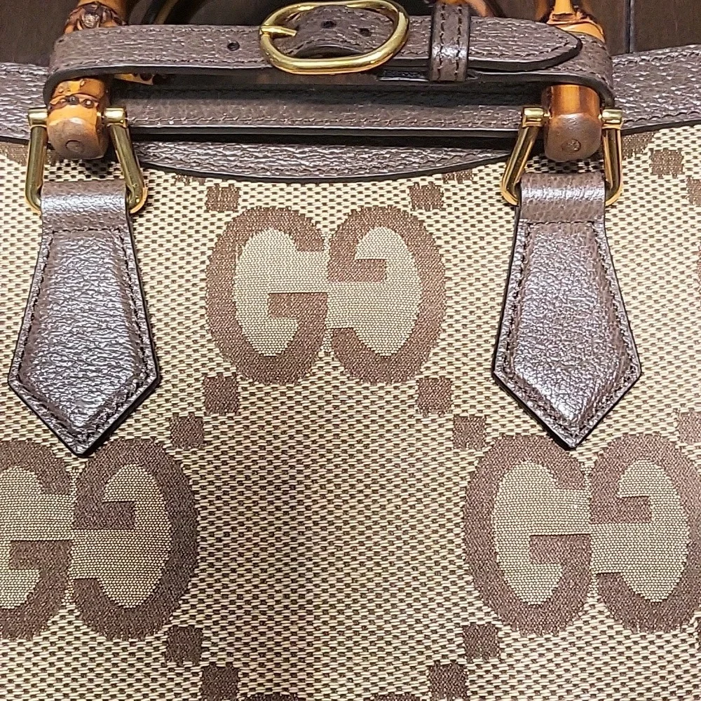 Gucci Diana NM Bamboo Handle Tote Jumbo GG Canvas Medium Brown - Picture 12 of 12